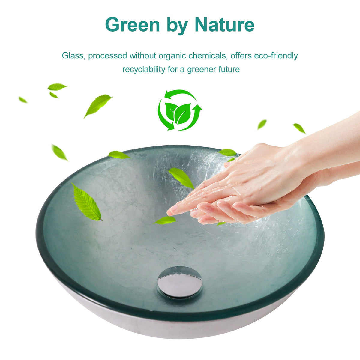 Artistic Tempered Glass Vessel Sink With Pop Up Drain, photo 24 of 32