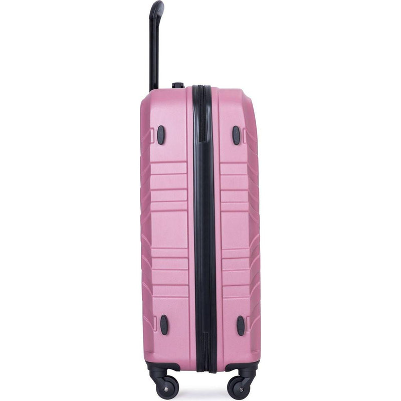 3 Piece Luggage Sets ABS Lightweight Suitcase with Two Hooks, Spinner Wheels, TSA Lock, (20/24/28), Pink