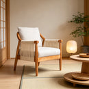 Accent Chair with Solid Hardwood Frame and Hand-Woven Paper Rope Arm