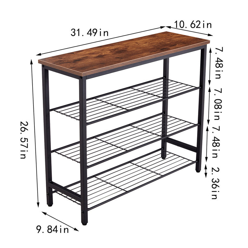 3 & 4-Tier Metal Shoe Rack, Modern Multifunctional Shoe Storage Shelf with MDF Top Board, 1 pc per carton, 2pc / 2CTN