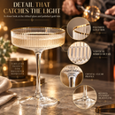 Ribbed Coupe Cocktail Glasses With Gold Rim 8 oz | Set of 4