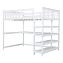 Loft Bed With Storage Shelves And Under Bed Desk by Unique Piece Furniture