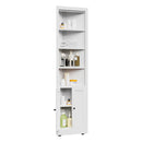 Tall Corner Storage Cabinet With 2 Doors, 5-Tier With Adjustable Shelves, Freestanding - White