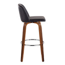 Toriano - Mid Century Modern Fixed Height, Barstool With Swivel With Round Footrest (Set of 2) by HouseOfZazla