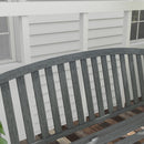 46" Outdoor Garden Bench, Metal Bench, Wood Look Slatted Frame Furniture for Patio, Park, Porch, Lawn, Yard, Deck, Gray