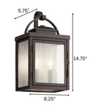 Carlson 15"H 2-Light Bronze Finish Outdoor Wall Lantern by Kichler by LampsUSA