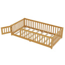 Montessori Floor Bed with Safety Guardrails - Pine Wood