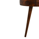Solid Wood Chestnut Semi Circle Nightstand, 1-Drawer, Nordic Legs