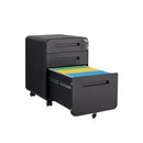 3 Drawer Mobile File Cabinet Under Desk Office, Simple Style Versatile Storage Cabinet For Legal / Letter / A4 Files, 5 Wheel Design Anti-Tilting Cold Rolled Steel Waterproof Moisture-Proof by HouseOfZazla