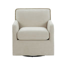 Tolland - Swivel Accent Chair With Antique Brass Nailhead Trim - Beige by HouseOfZazla