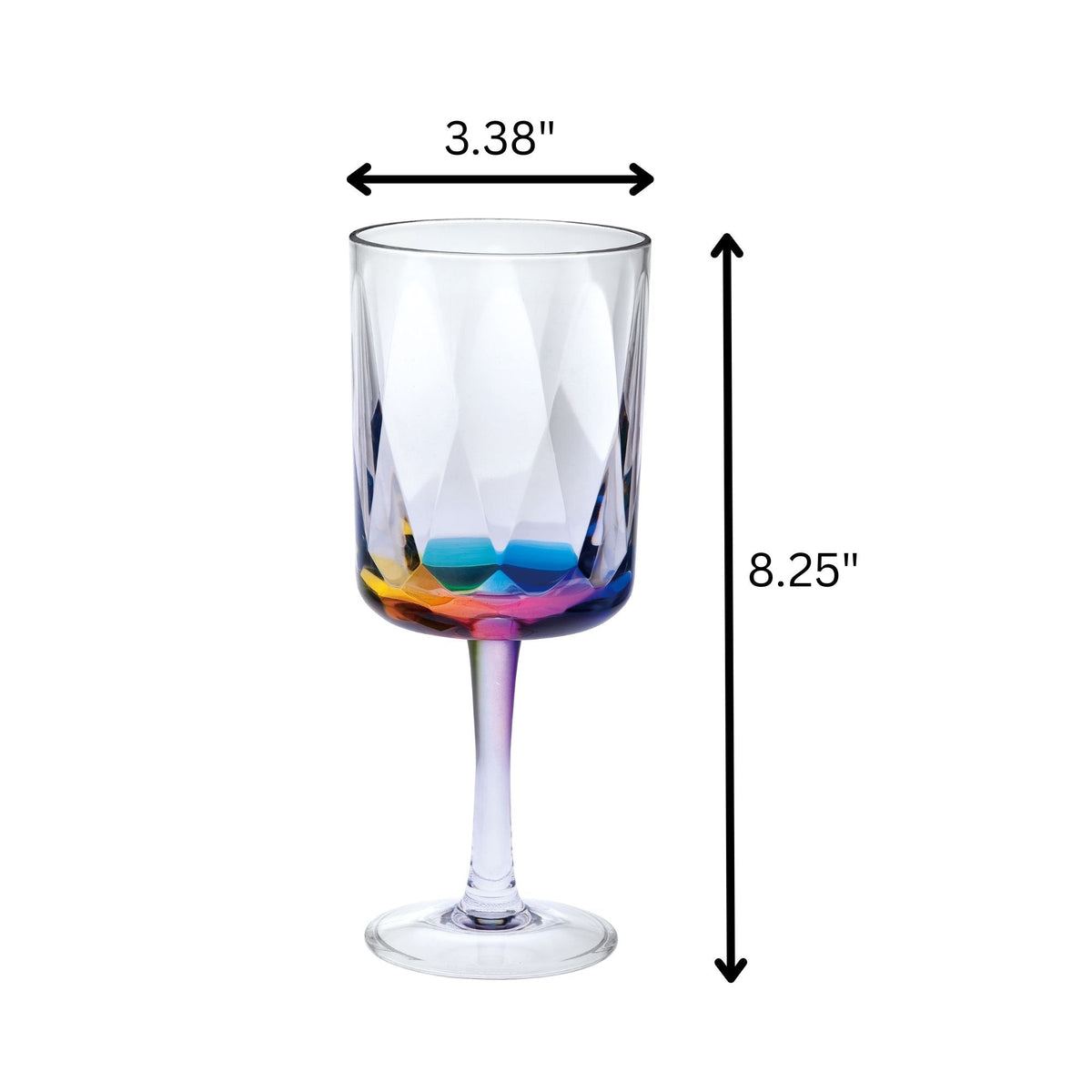 Leadingware Rainbow Diamond Plastic Wine Glasses (Set of 4), Unbreakable Bpa Free Acrylic, 16Oz - Clear, photo 7 of 9