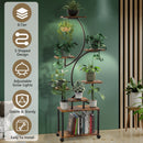 8 Tiered Plant Stand Indoor With Grow Lights S-shaped Lighted Plant Shelf 61.42in Plant Tower with 4 Lockable Wheels for Living Room Patio