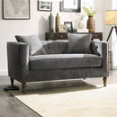 Sidonia Gray Velvet Loveseat With 2 Pillows
