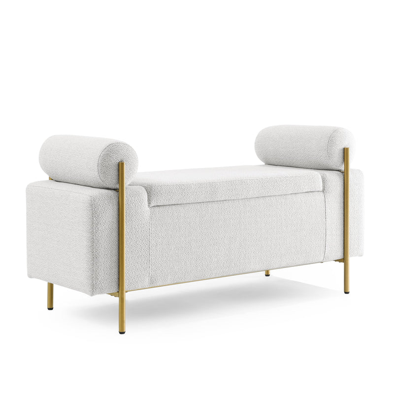 Walker Edison | Minimalist Upholstered Linen Storage Bench