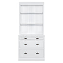 83.4"Tall 2 Bookshelf & 1 Writting Desk Suite,Modern Bookcase Suite with LED Lighting, Drawers,Study Desk and Open Shelves,3-Piece Set Storage Bookshelf for Living Room,Home Office,Study room,White