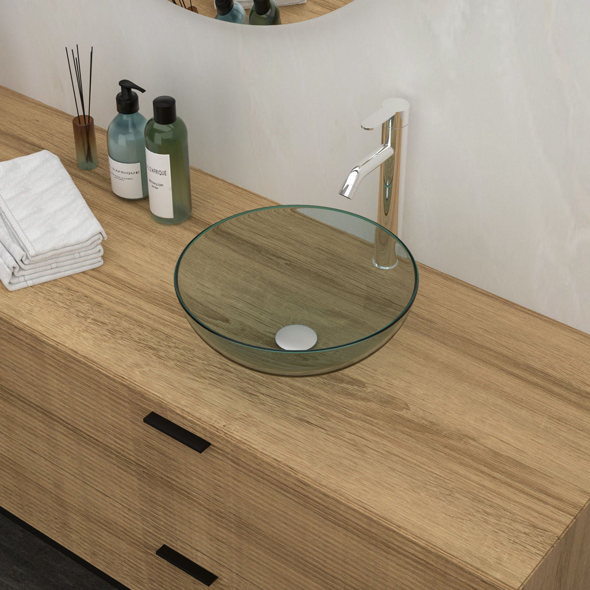 Artistic Tempered Glass Vessel Sink With Pop Up Drain, photo 25 of 32