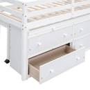 Loft Bed With Retractable Writing Desk And 4 Drawers, With Lateral Portable Desk And Shelves by HouseOfZazla