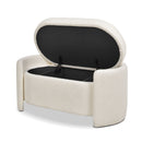 Fuji - Oval Storage Bench, Upholstered - Ivory White by HouseOfZazla
