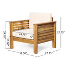 Acacia Wood Loveseat And Coffee Table Set With Cushions