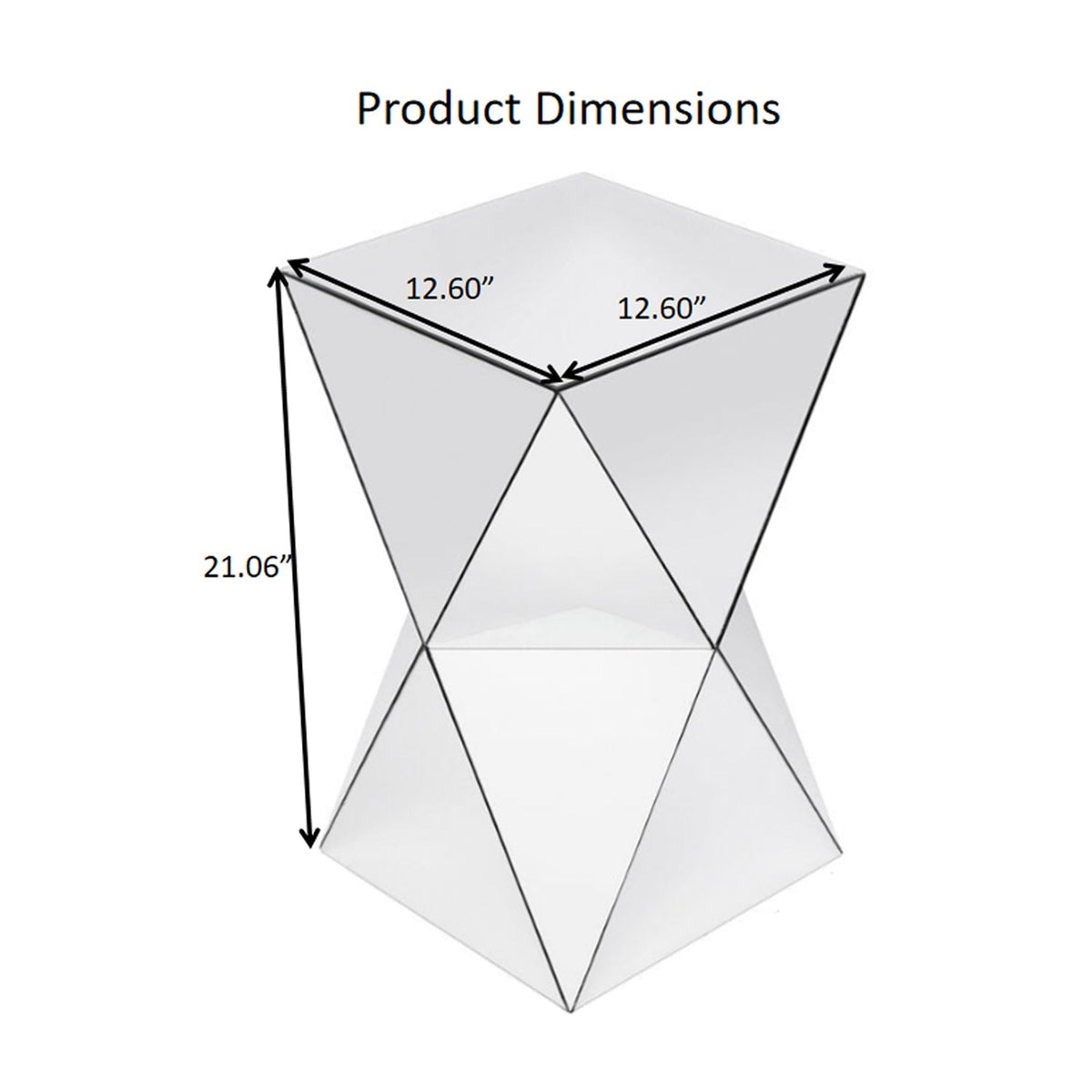 Silver Mirrored Geometric Side Table, photo 8 of 8