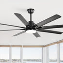 Ceiling Fan With Light 8 Blades, 18W LED 3 Color Dimmable Light, For Living Room & Bedroom - Matte Black by Unique Piece Furniture