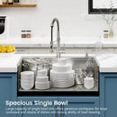 Stainless Steel Kitchen Sink, 33”x22” Single Bowl, Overmount, Brushed Finish by HouseOfZazla