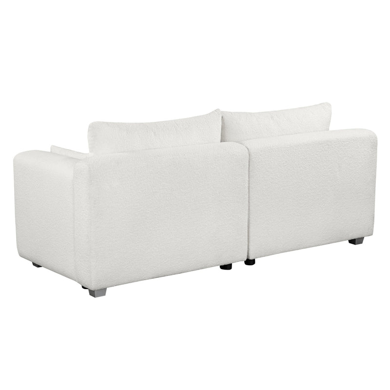 82x36" Modern Loop Yarn Fabric Sofa, One-Piece Seat Frame, Minimalist 2-3 Seat Couch Easy to Install, Loveseats with Extra Wide Domed Arms for Living Room, Bedroom, Apartment, Office(2 Pillows)
