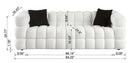 84.3 length, 35.83" deepth, human body structure for USA people, marshmallow sofa,boucle sofa, White color,3 seater