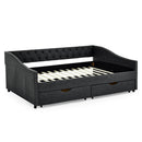 Upholstered Tufted Daybed With 2 Drawers, Waved Arms by HouseOfZazla