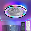 RGB Dimmable LED Bladeless Ceiling Fan With Remote Control, Flush Mount - White by Unique Piece Furniture