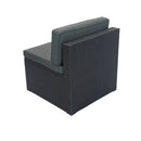 6 Pieces PE Rattan sectional Outdoor Furniture Cushioned Sofa Set with 3 Storage Under Seat Black Wicker + Dark Grey Cushion