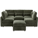 Modern Modular U-Shaped Sofa Bed With Movable Ottoman, USB Ports, Phone Holder by HouseOfZazla