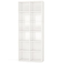 Narrow 12 Cube Bookcase With Closed Back For Living Room - White by HouseOfZazla