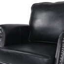 Contemporary Black PU Club Chair with Nailhead Trim and Rolled Armrests