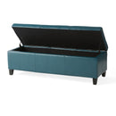 Upholstered PU Leather Storage Ottoman, Solid Wooden Legs by HouseOfZazla