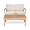 Outdoor Acacia Wood Loveseat with Coffee Table, Light Teak Frame by HouseOfZazla