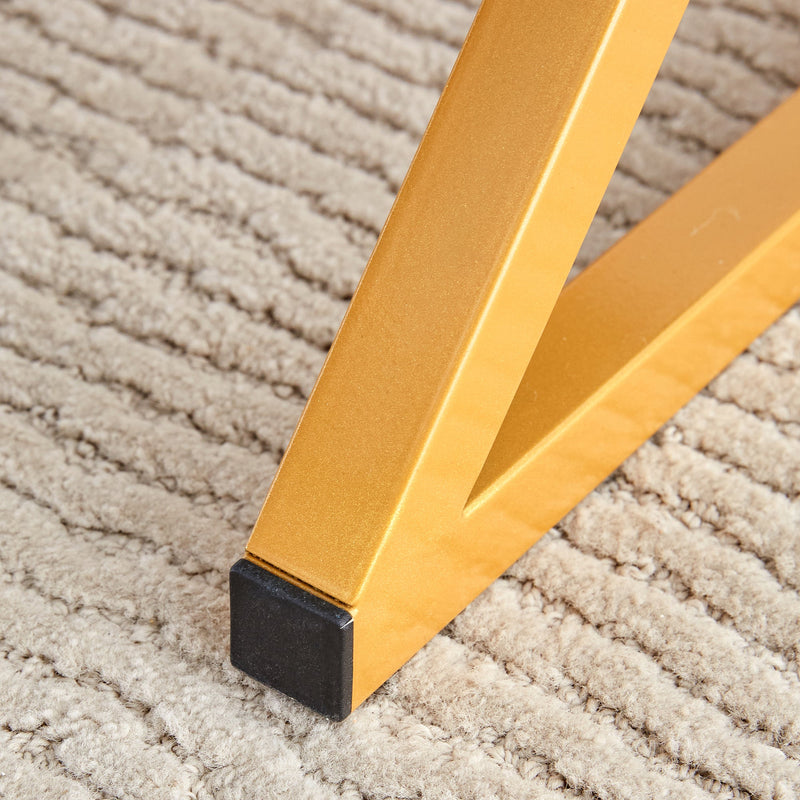 A modern minimalist style marble patterned coffee table with golden metal legs. Computer desk. Game table. Tea table. CT-XX