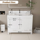 43" Bathroom Vanity With Artificial Marble Carrara Top Set, Multi Functional Cabinet With Doors And Drawer - White by Unique Piece Furniture
