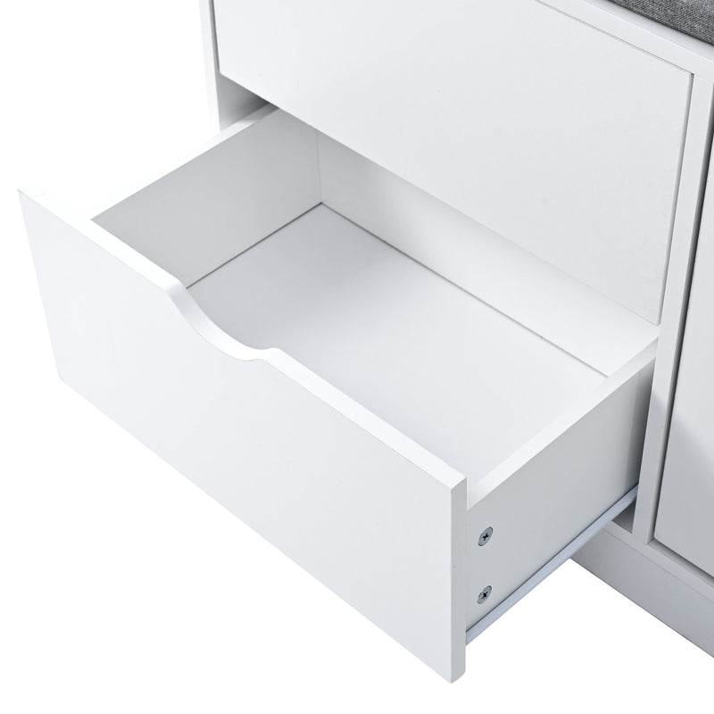 5-in-1 Entryway Bench with Coat Rack, Cushion and 4 Sturdy Hooks, 40.6" Wide Hall Tree with Shoe Storage Bench for Hallway, Entryway, Living Room