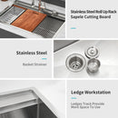 33" Drop In Kitchen Sink With Workstation, 16 Gauge Stainless Steel - Brushed Nickel by HouseOfZazla