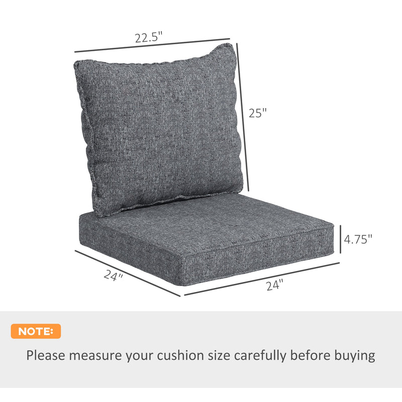 4-Piece Patio Chair Cushion and Back Pillow Set, Seat Replacement Patio, Cushions Set for Outdoor Garden Furniture, Gray