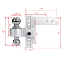 Alu - Adjustable Trailer Drop Hitch With 2" Receiver, 6" Adjustment - Silver by HouseOfZazla