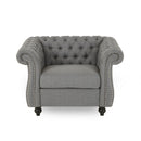 Nexuson - Upholstered Chesterfield Chair With Deep Tufted And Nailhead Trim
