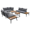 6-Piece Outdoor Sectional Sofa Set with Round Nesting Coffee Tables and Seating Sofa with Cushions for Patio, Porch and Garden (Grey)