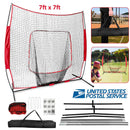 7x7ft Baseball Softball Teeball Practice Net Batting Hitting Pitching Training Net w/ Bow Frame Carrying Bag for Solo Team Training