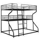Industrial Triple Bunk Bed With Dual Ladders Frame, Space Saving Design by HouseOfZazla