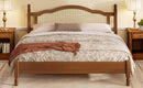 King Size Wooden Platform Bed with Rattan Headboard