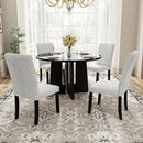 5 Piece Round Dining Table Set, Modern Dining Table And 4 Upholstered Chairs For Dining Room by HouseOfZazla