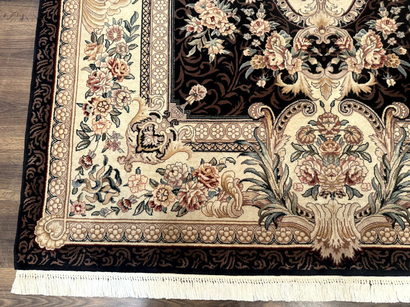 Aubusson Rug 6x9, European Design, Fine 170 KPSI, Elegant Carpet