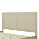 Solid Wood Platform California King Bed With Rattan
